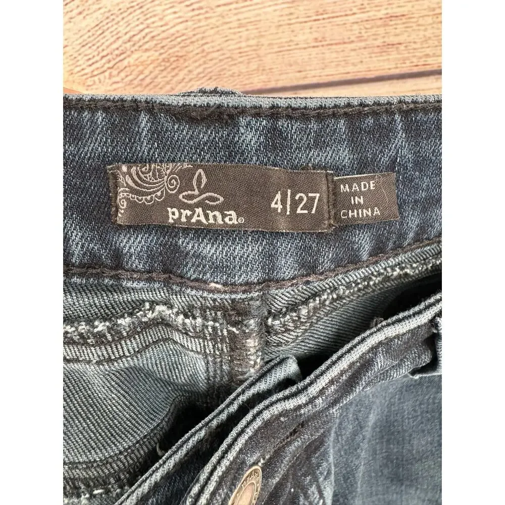 prAna Buxton Slim Boyrfriend Jeans Womens 4/27 Blue Dark Wash Denim